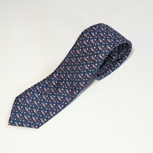 NWT $85 Vineyard Vines Blue American Flag Swordfish 100% Silk Tie 3.25" Width